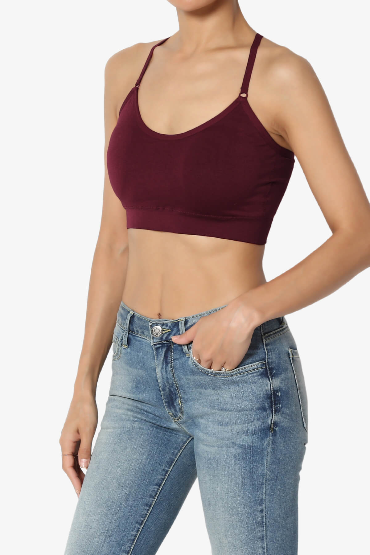 Dassie Padded Cross Back Bra Top DARK BURGUNDY_3