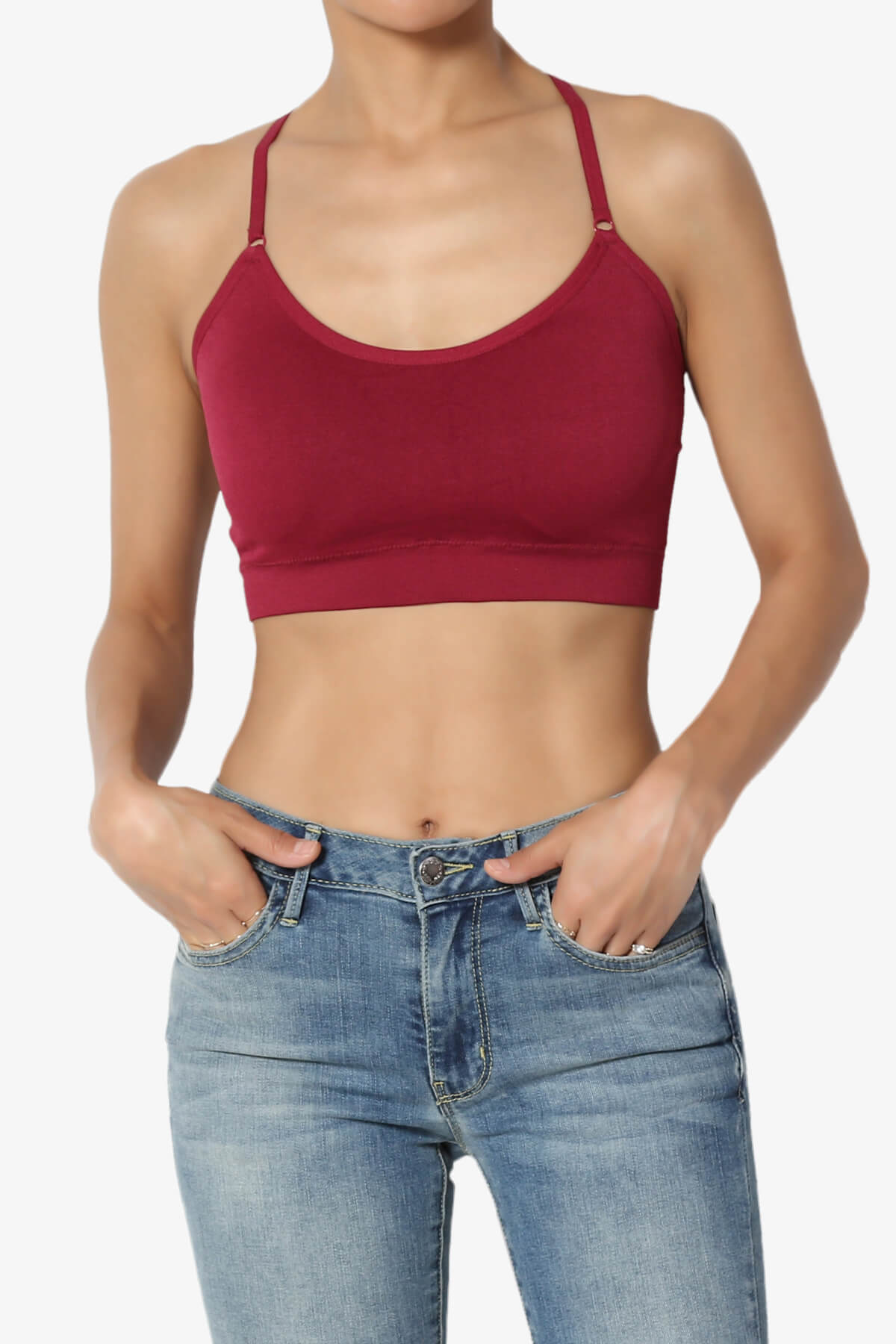 Dassie Padded Cross Back Bra Top DARK RED_1