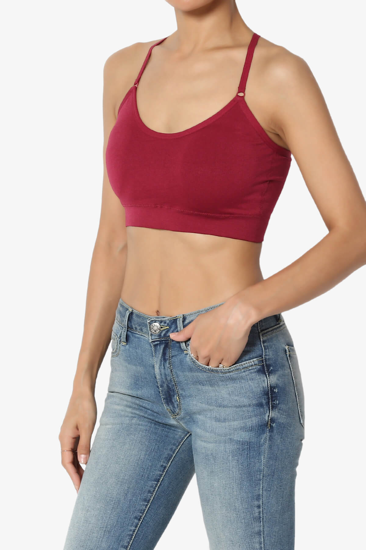 Dassie Padded Cross Back Bra Top DARK RED_3