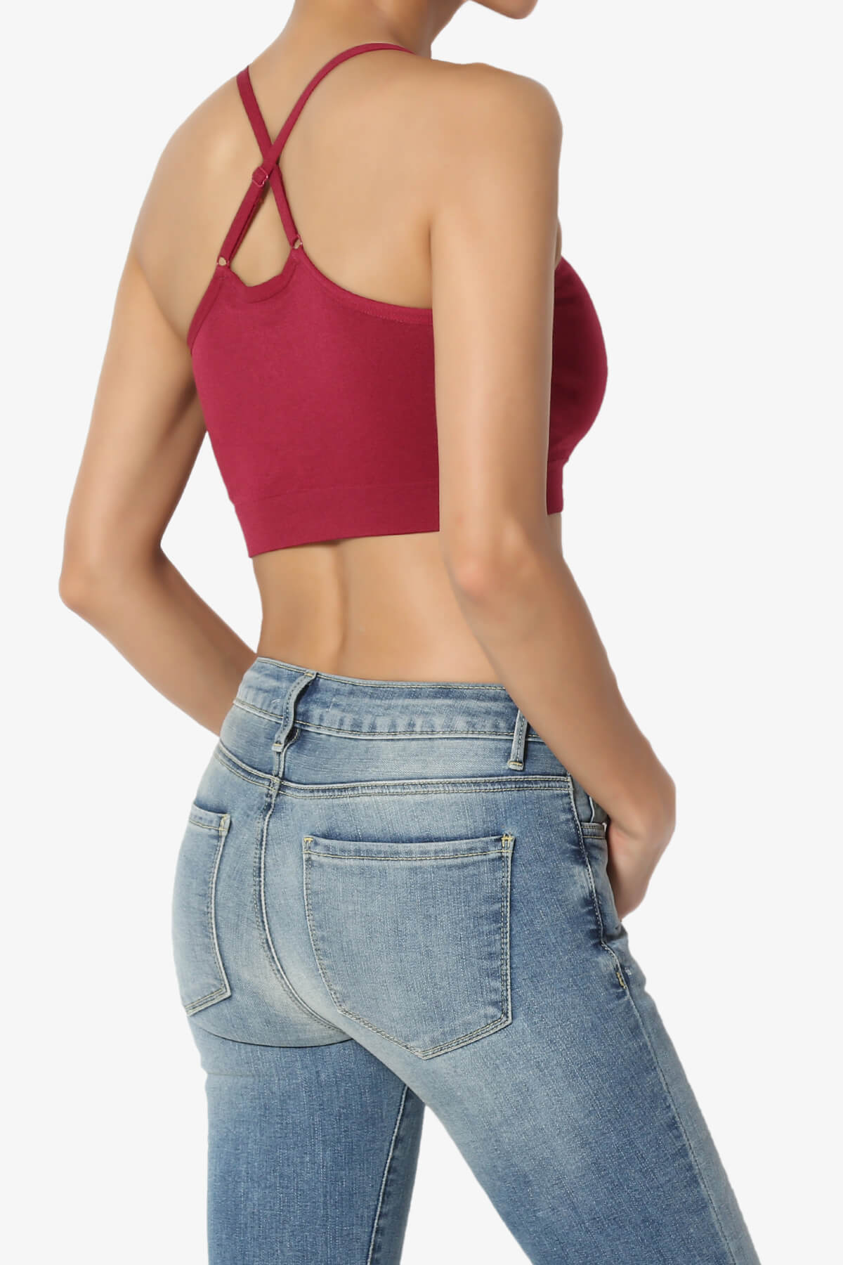 Dassie Padded Cross Back Bra Top DARK RED_4