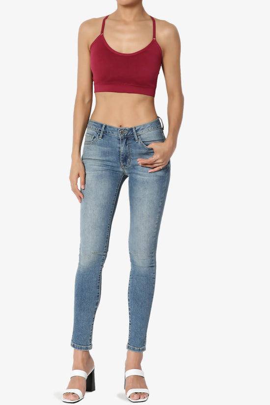 Dassie Padded Cross Back Bra Top DARK RED_6