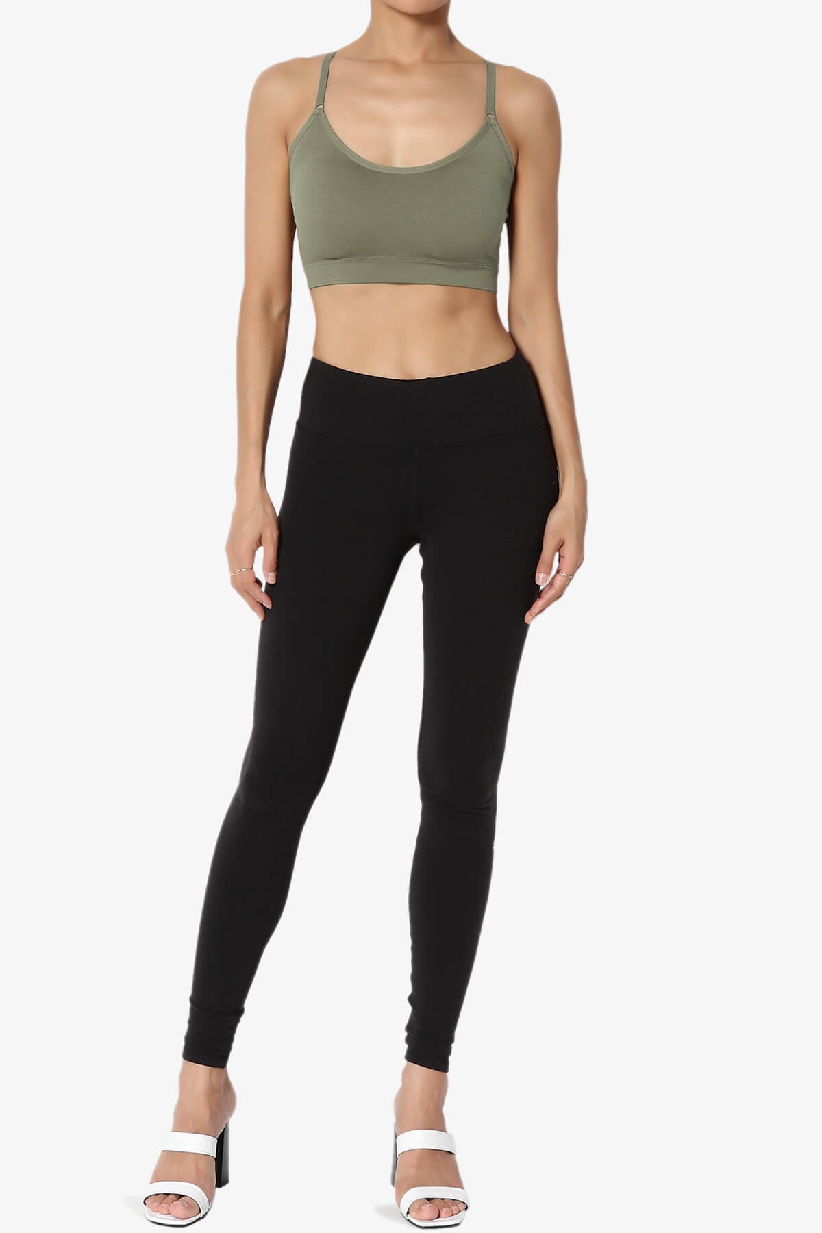 Dassie Padded Cross Back Bra Top DUSTY OLIVE_6