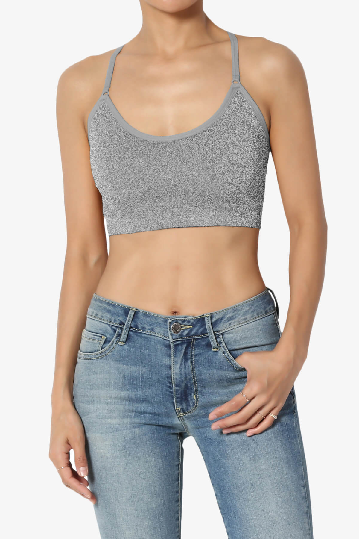 Dassie Padded Cross Back Bra Top HEATHER GREY_1