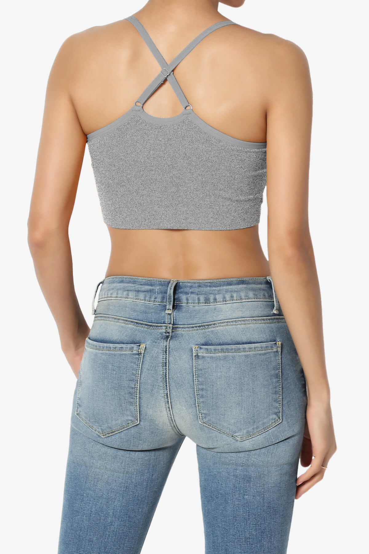 Dassie Padded Cross Back Bra Top HEATHER GREY_2