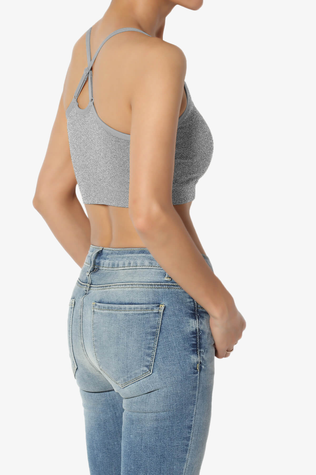 Dassie Padded Cross Back Bra Top HEATHER GREY_4