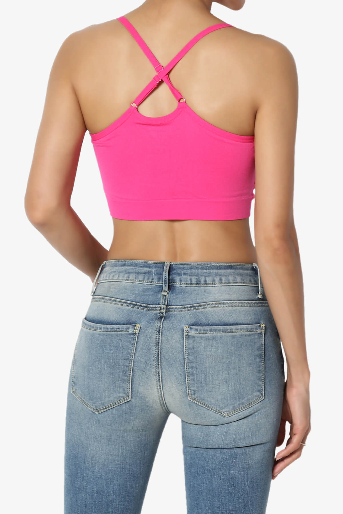Dassie Padded Cross Back Bra Top HOT PINK_2