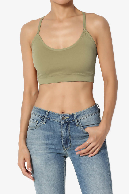 Dassie Padded Cross Back Bra Top KHAKI GREEN_1