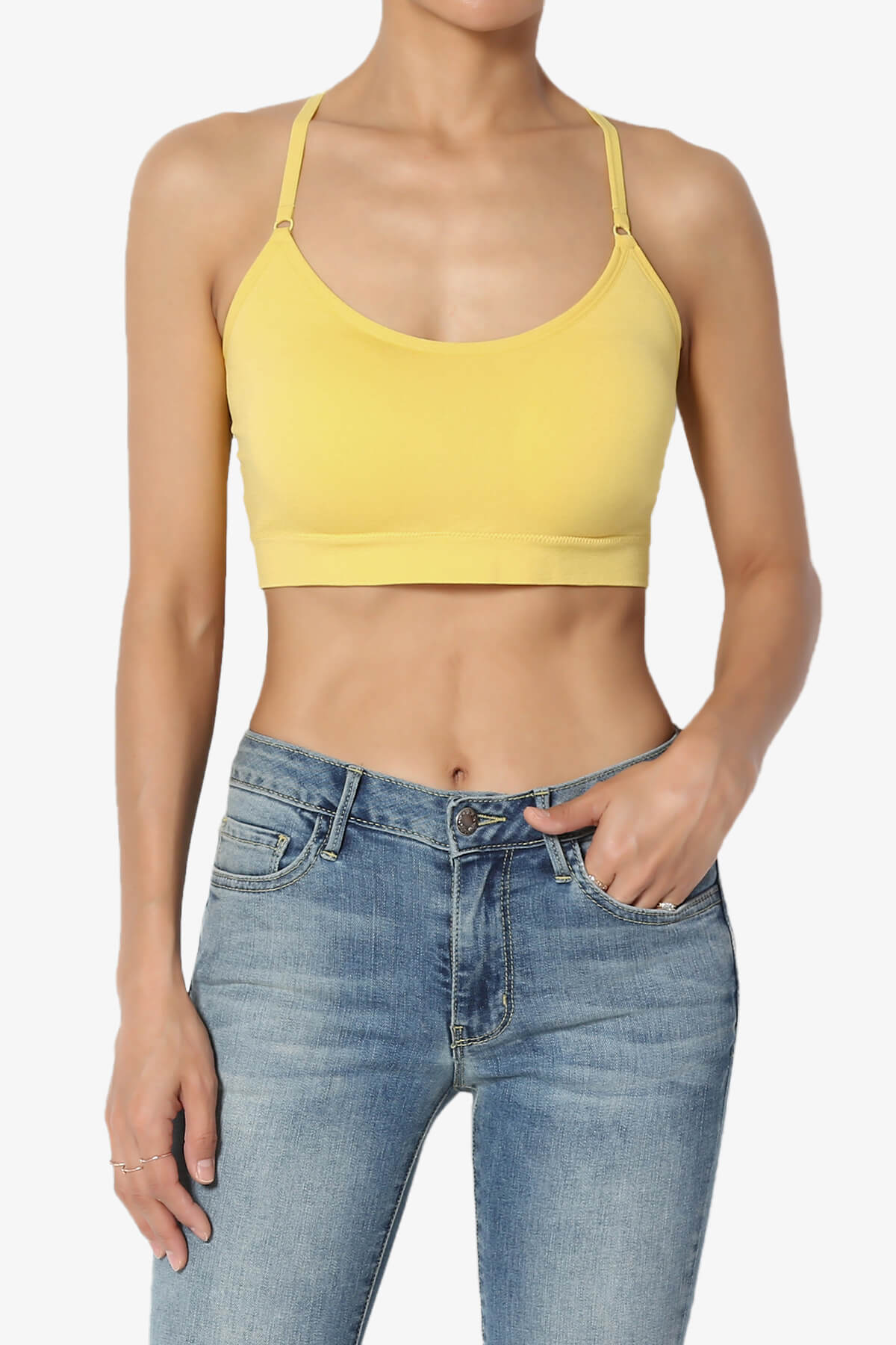 Dassie Padded Cross Back Bra Top YELLOW_1