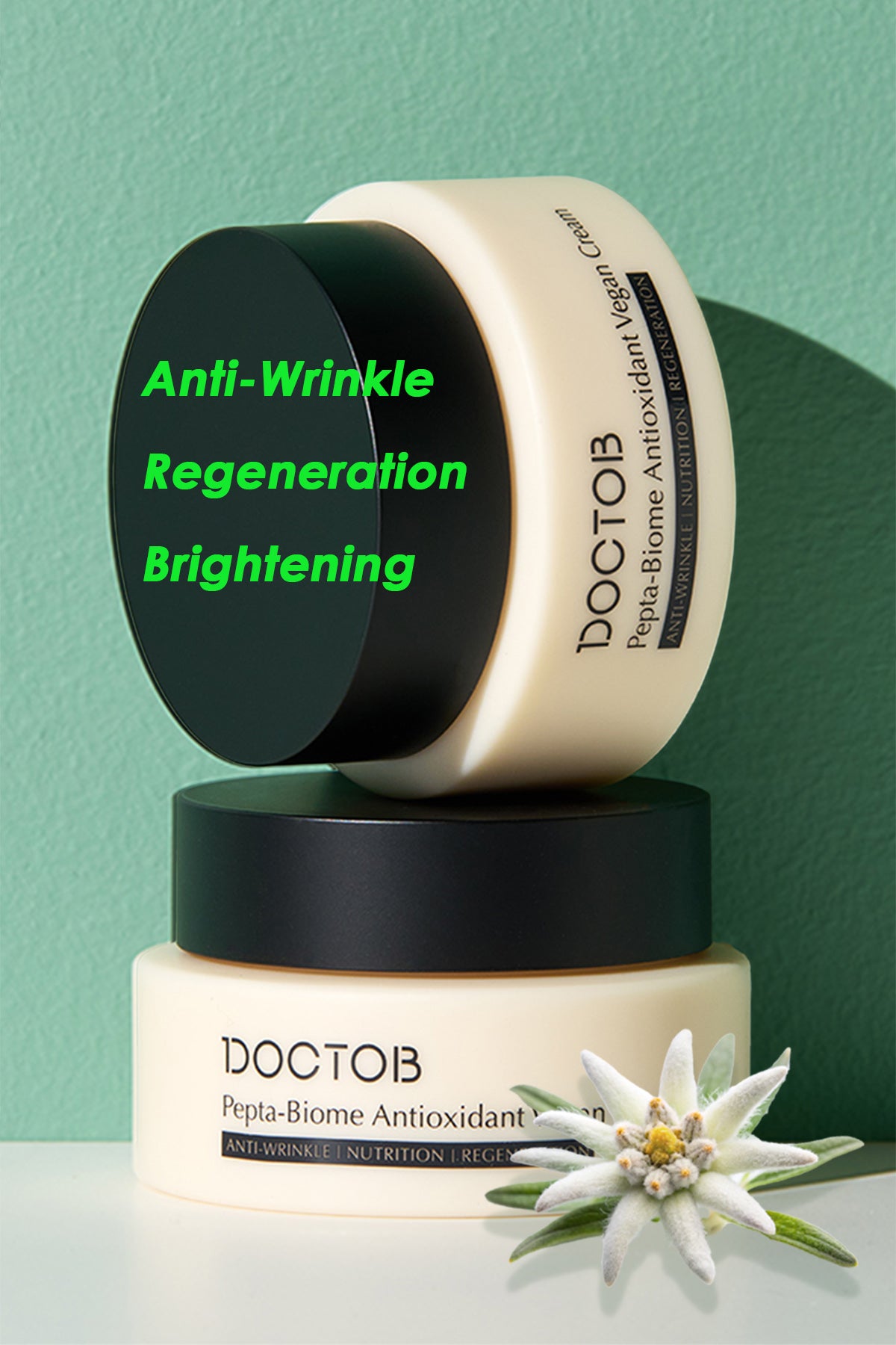 DOCTOB Pepta-Biome Antioxidant Vegan Cream 50ml/1.69 oz – Anti-Aging, Hydration & Skin Repair with Edelweiss Extract, 8 Peptides, 3 Types of Biome & Ceramide NP