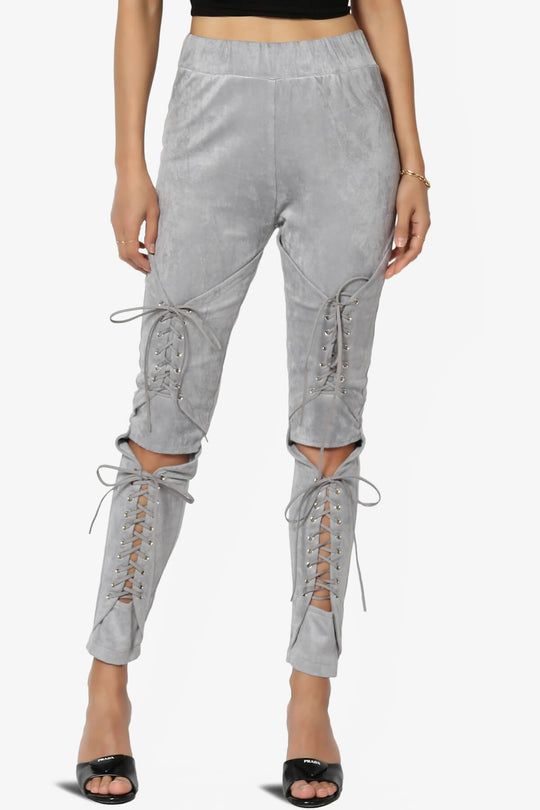 Dollie Lace Up Suede Skinny Pants