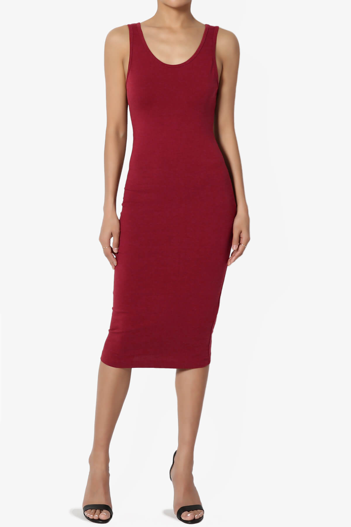 Fontella Sleeveless Bodycon Midi Dress BURGUNDY_6