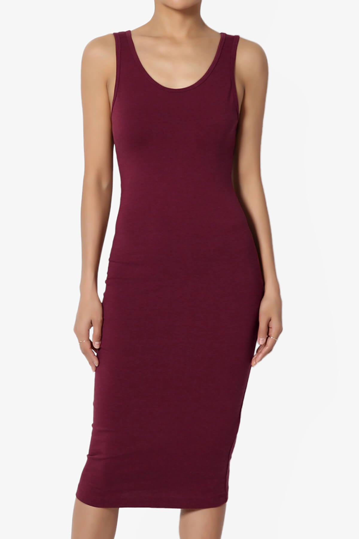 Fontella Sleeveless Bodycon Midi Dress DARK BURGUNDY_1