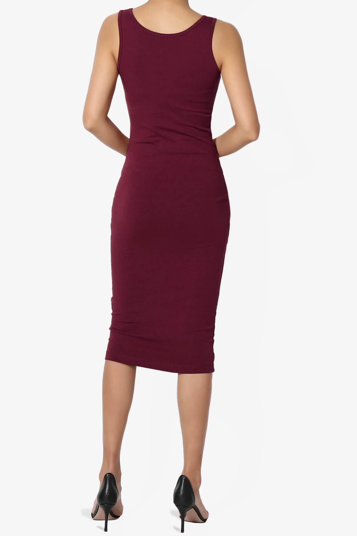 Fontella Sleeveless Bodycon Midi Dress DARK BURGUNDY_2