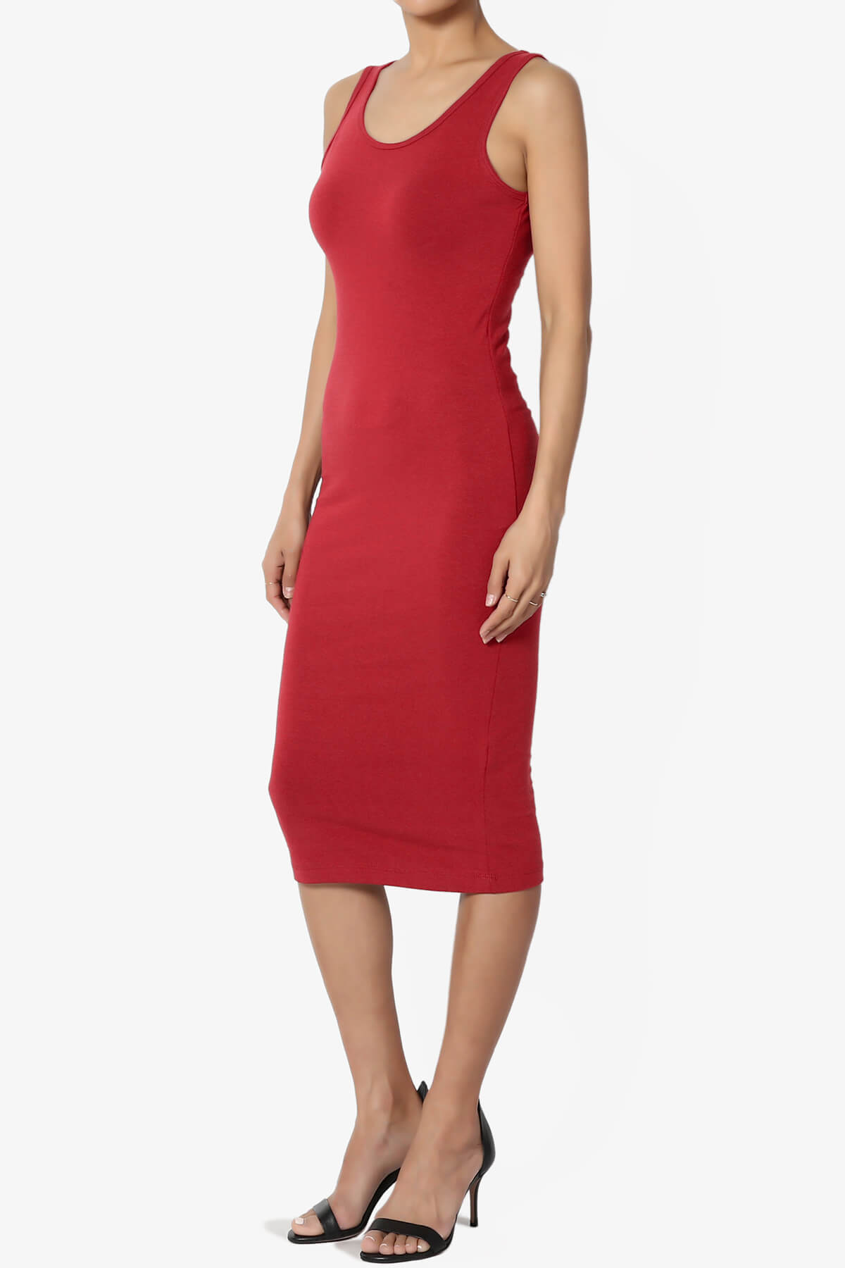 Fontella Sleeveless Bodycon Midi Dress DARK RED_3