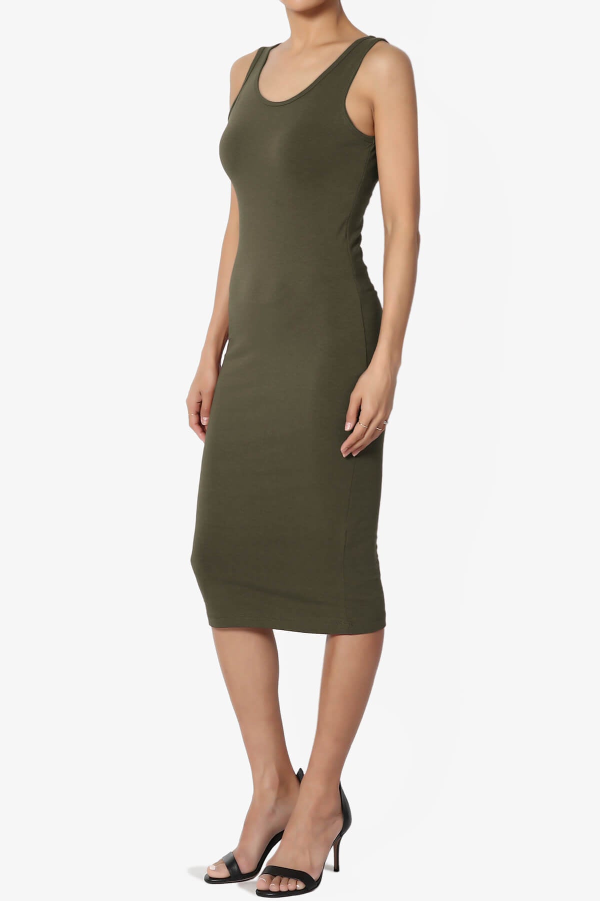 Fontella Sleeveless Bodycon Midi Dress OLIVE_3