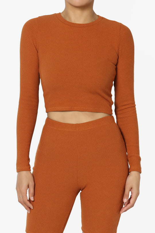 Kandace Crew Neck Long Sleeve Crop Top
