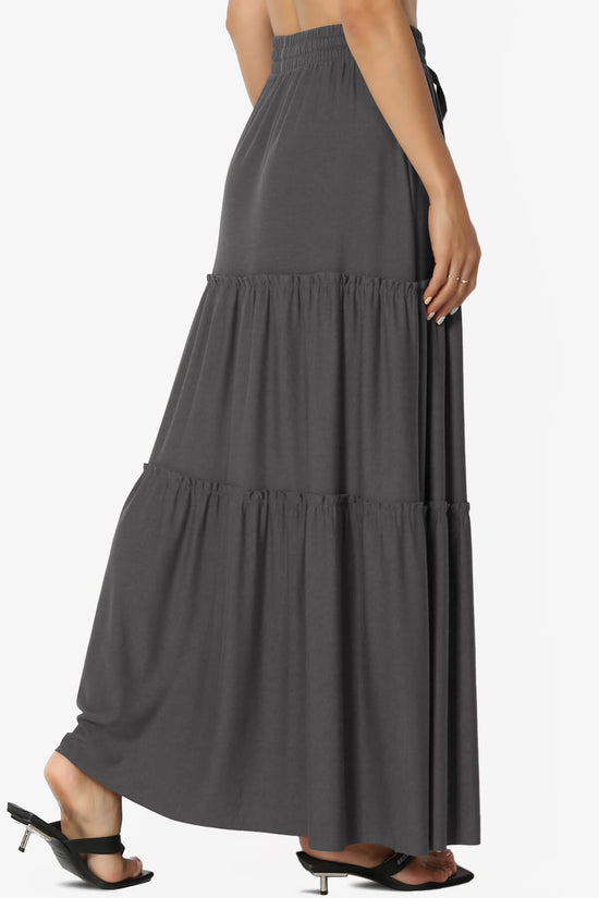 Kelton Ruffle Tiered Jersey Maxi Skirt ASH GREY_4
