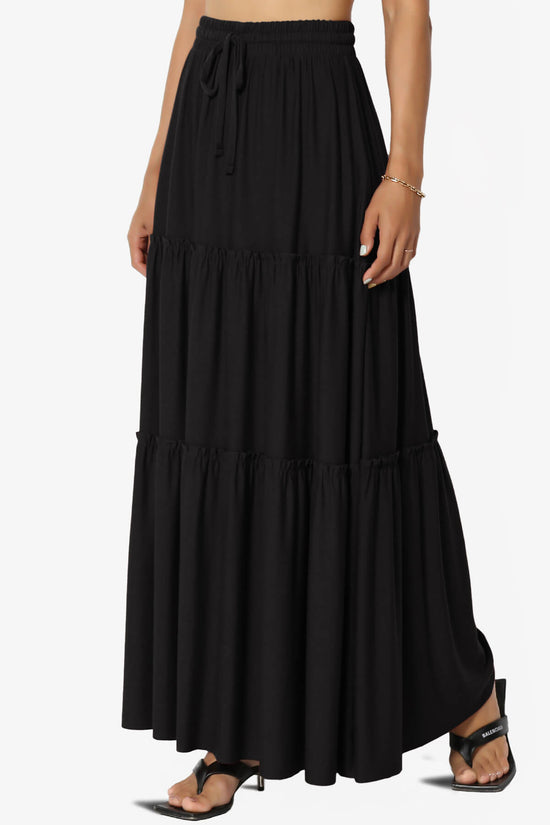 Kelton Ruffle Tiered Jersey Maxi Skirt BLACK_3