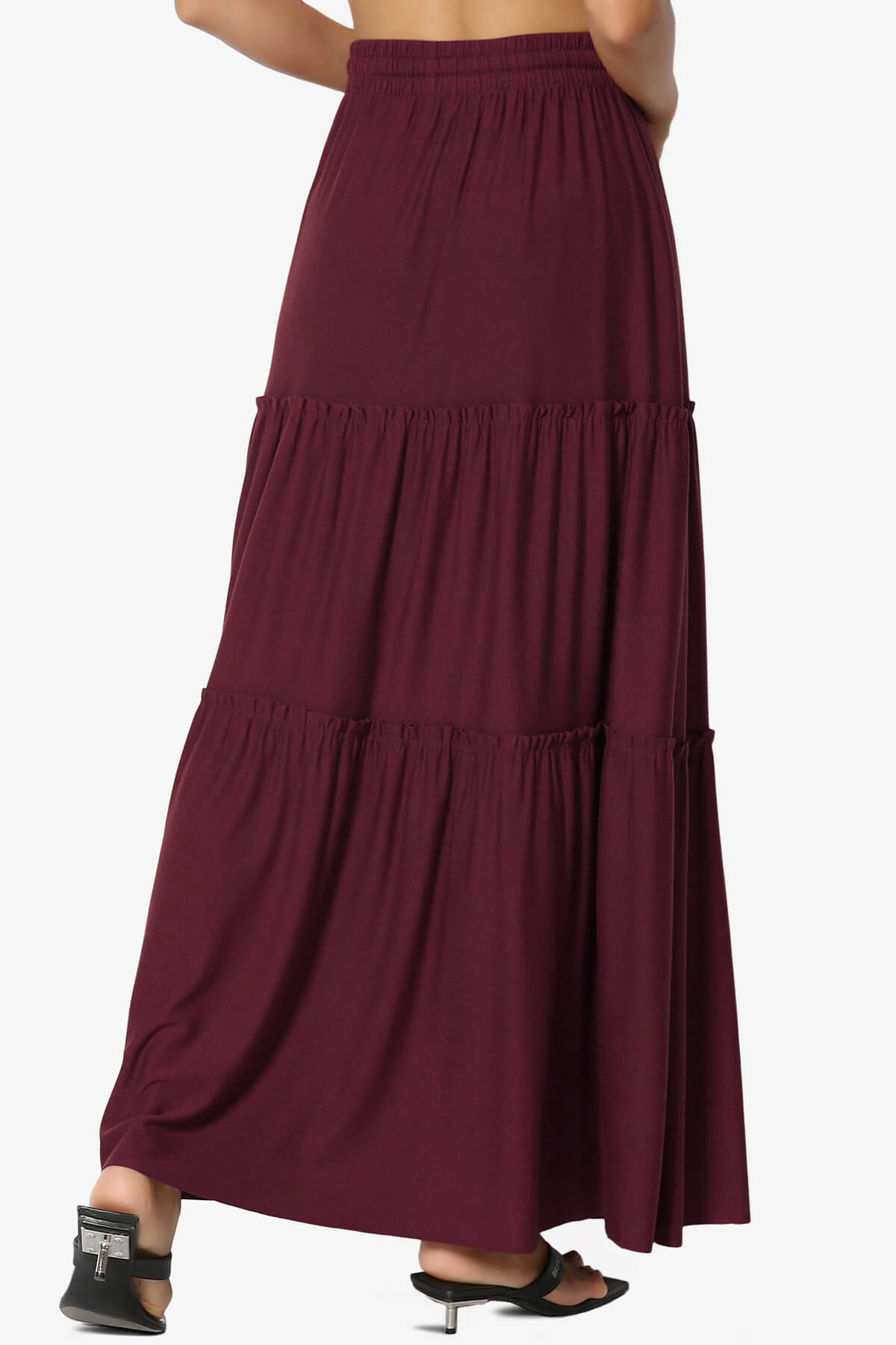 Kelton Ruffle Tiered Jersey Maxi Skirt DARK BURGUNDY_2