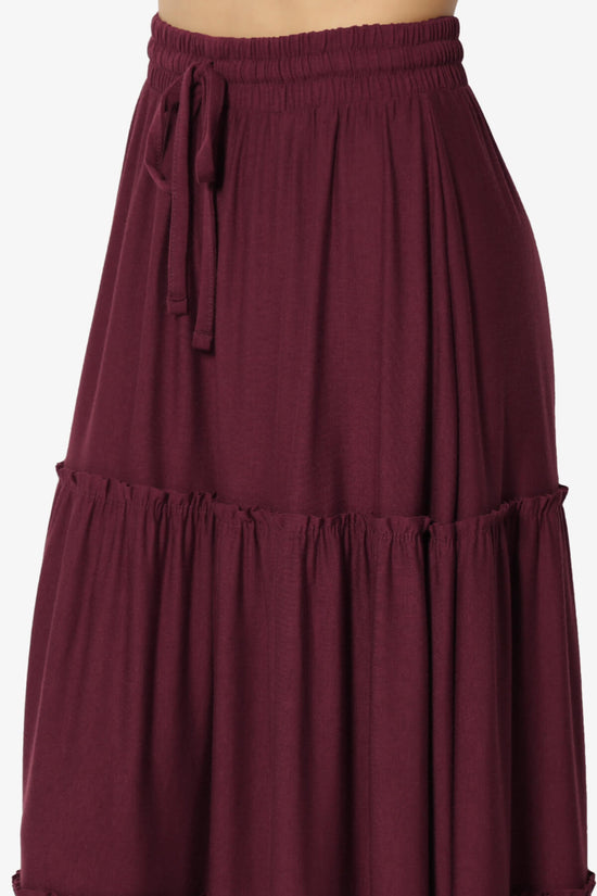 Kelton Ruffle Tiered Jersey Maxi Skirt DARK BURGUNDY_5