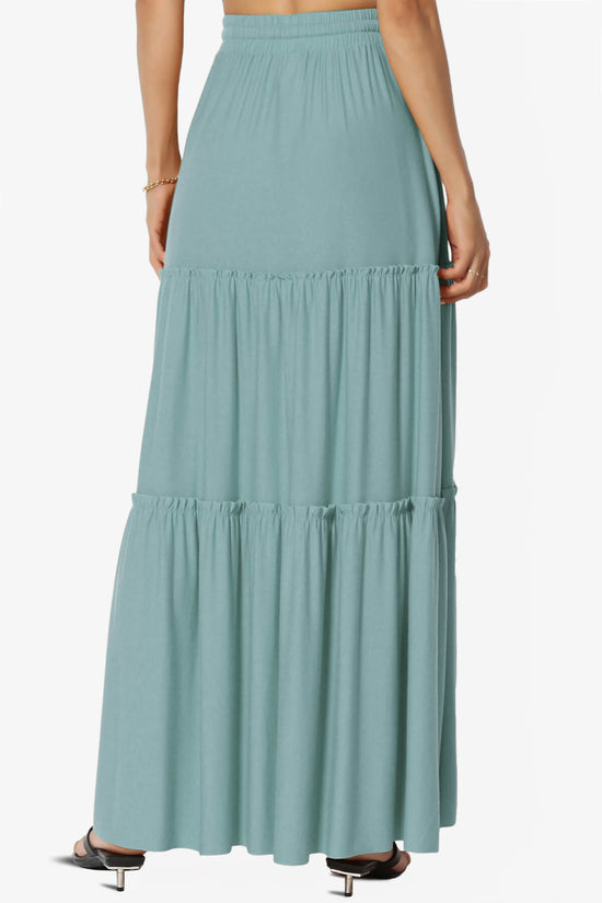 Kelton Ruffle Tiered Jersey Maxi Skirt DUSTY BLUE_2