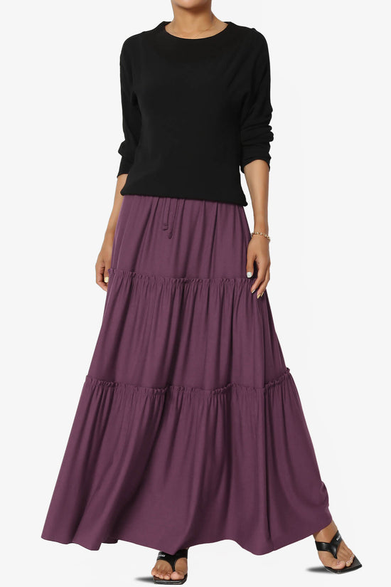 Kelton Ruffle Tiered Jersey Maxi Skirt DUSTY PLUM_6