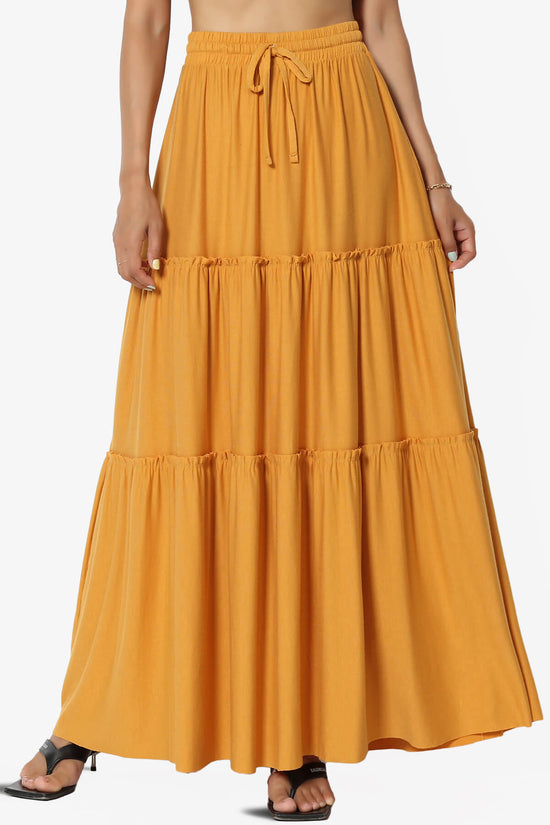Kelton Ruffle Tiered Jersey Maxi Skirt GOLDEN MUSTARD_1