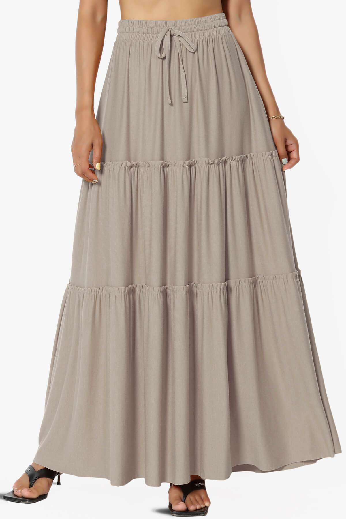 Kelton Ruffle Tiered Jersey Maxi Skirt LIGHT MOCHA_1