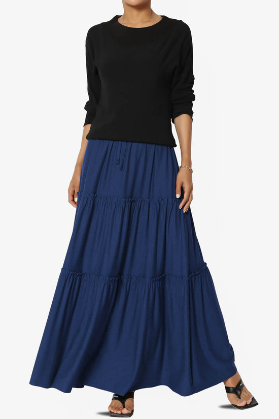 Kelton Ruffle Tiered Jersey Maxi Skirt LIGHT NAVY_6