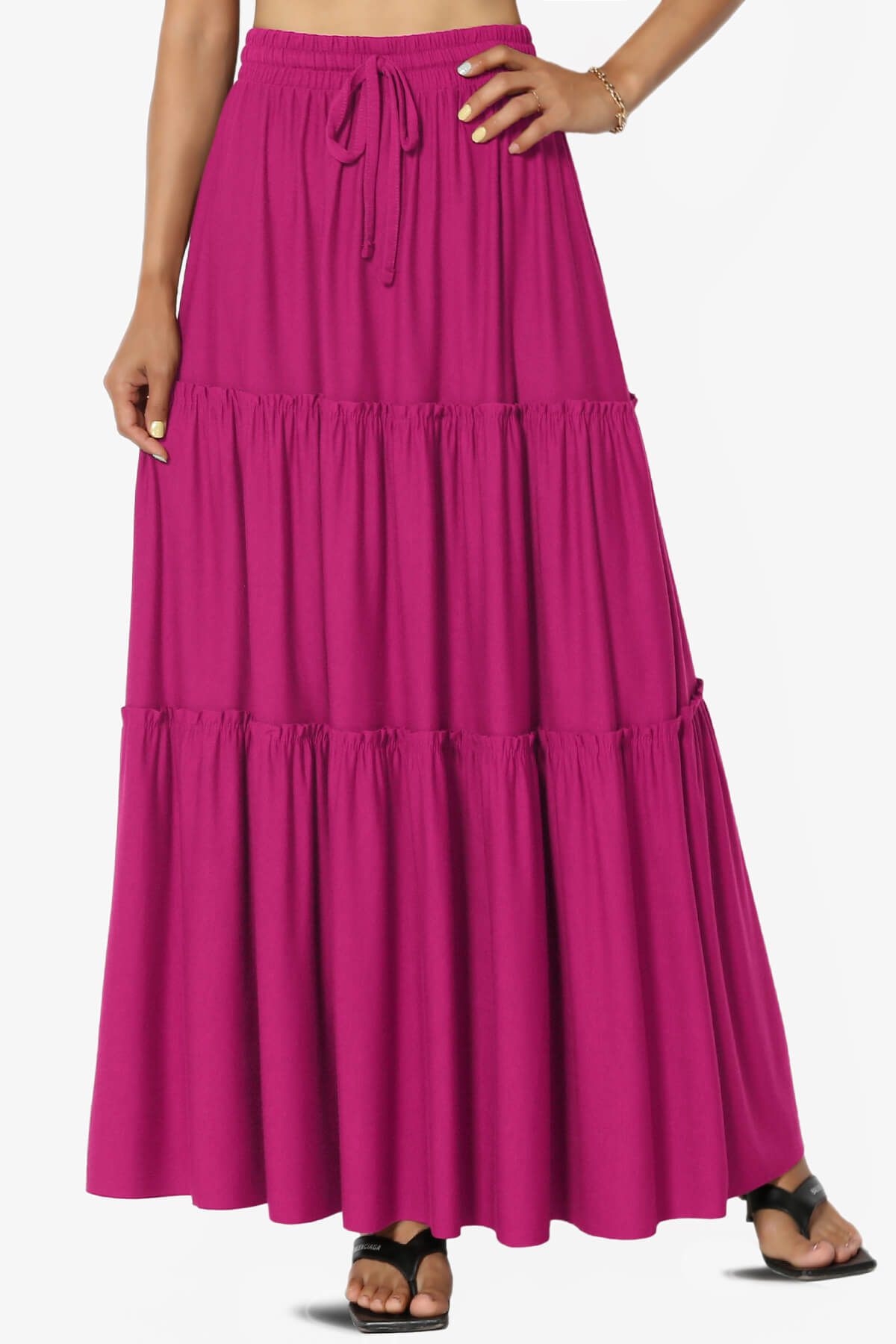 Kelton Ruffle Tiered Jersey Maxi Skirt MAGENTA_1