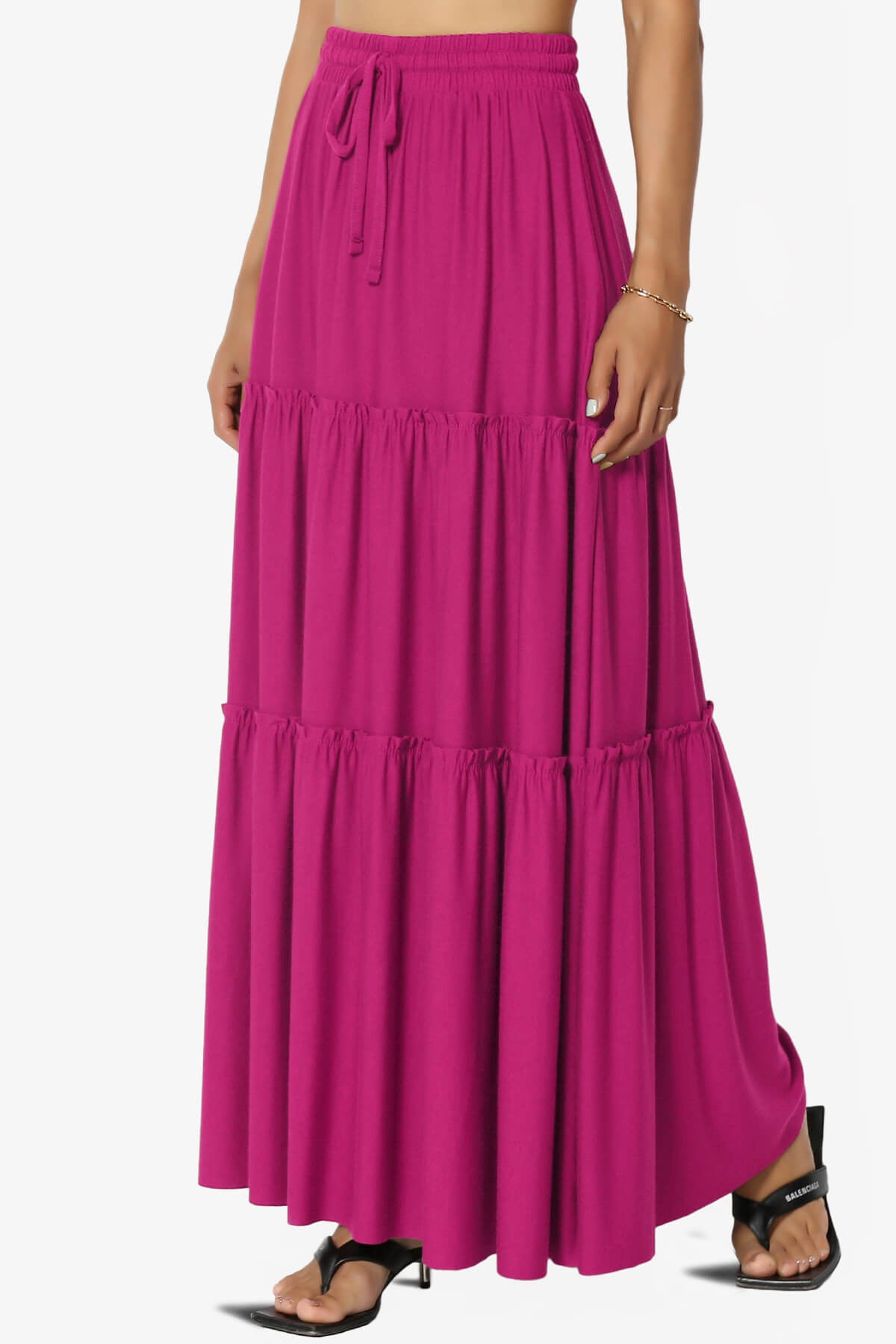 Kelton Ruffle Tiered Jersey Maxi Skirt MAGENTA_3