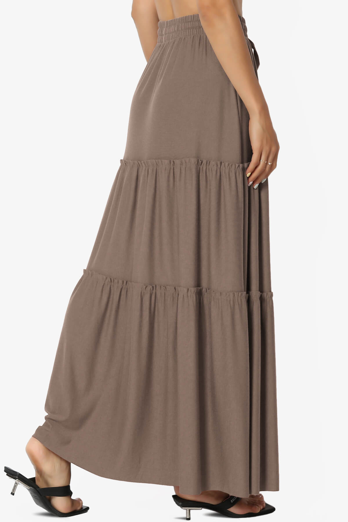 Kelton Ruffle Tiered Jersey Maxi Skirt MOCHA_4