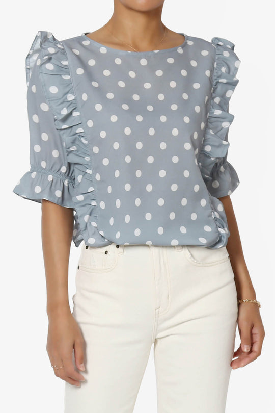 Kiley Polka Dot Ruffle Blouse