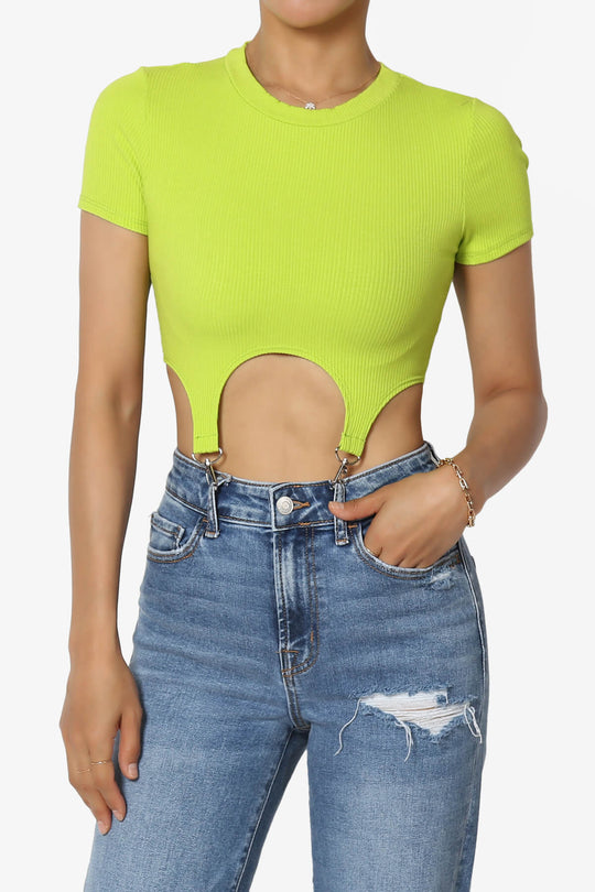 Kinzee Garter Clip Short Sleeve Crop Top