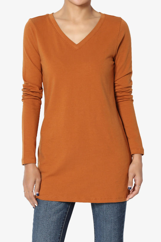 Lasso Cotton V-Neck Long Sleeve Tee