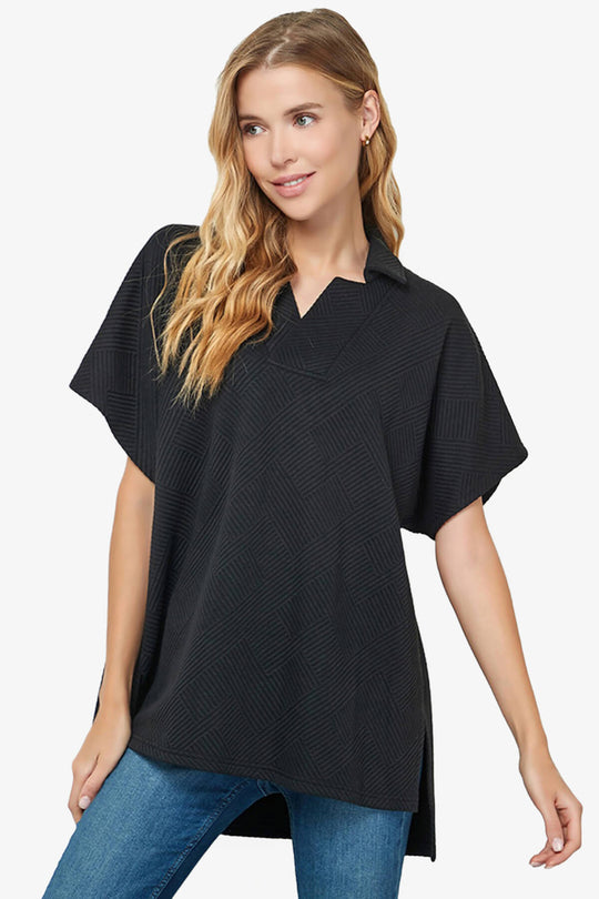 Lassy Short Sleeve Textured Polo Sweatshirt