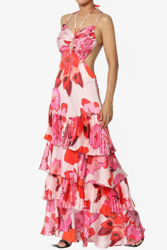 Lucille Floral Open Back Ruffle Maxi Dress