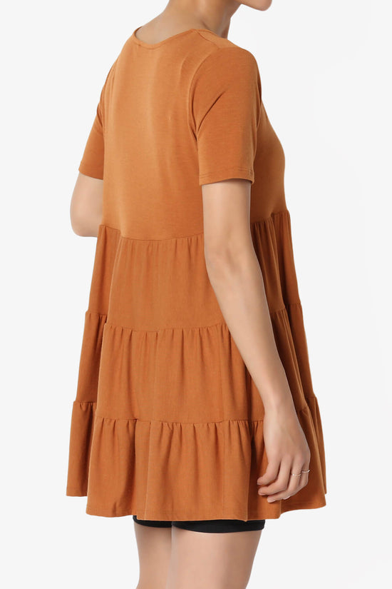 Maiika Short Sleeve Tiered Ruffle Tunic ALMOND_4