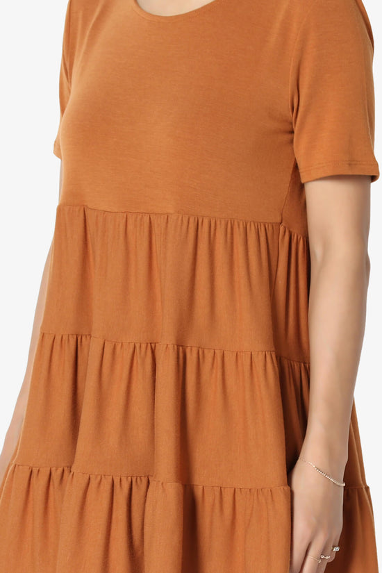 Maiika Short Sleeve Tiered Ruffle Tunic ALMOND_5