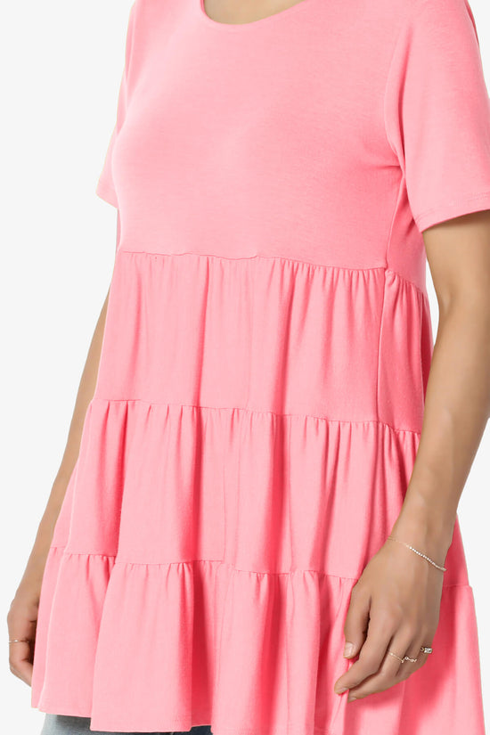 Maiika Short Sleeve Tiered Ruffle Tunic BRIGHT PINK_5