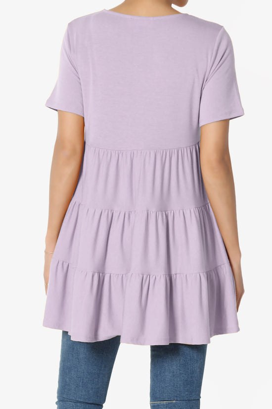 Maiika Short Sleeve Tiered Ruffle Tunic DUSTY LAVENDER_2