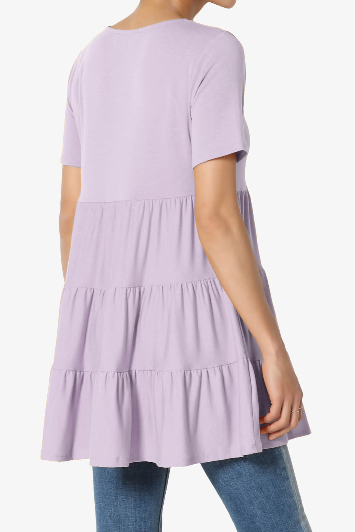 Maiika Short Sleeve Tiered Ruffle Tunic DUSTY LAVENDER_4