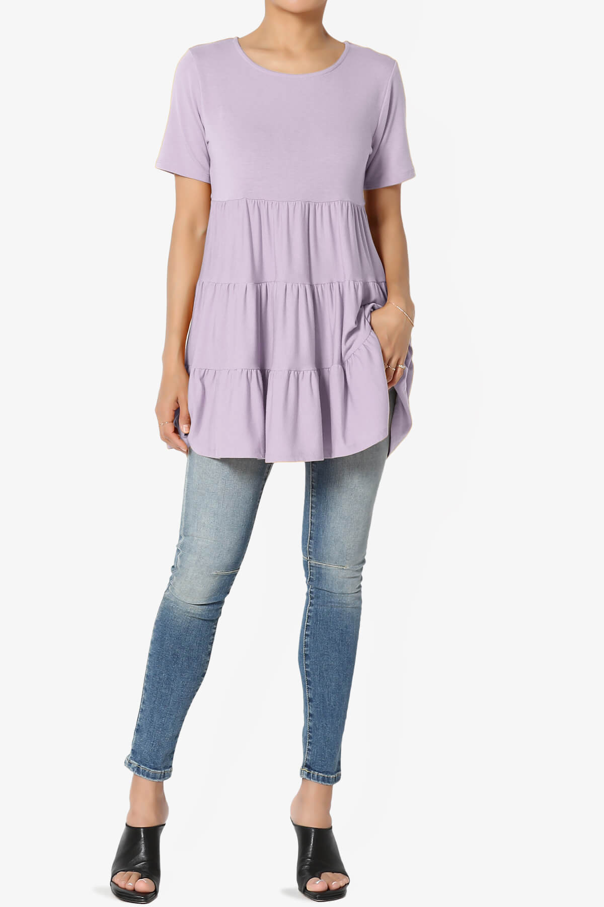 Maiika Short Sleeve Tiered Ruffle Tunic DUSTY LAVENDER_6