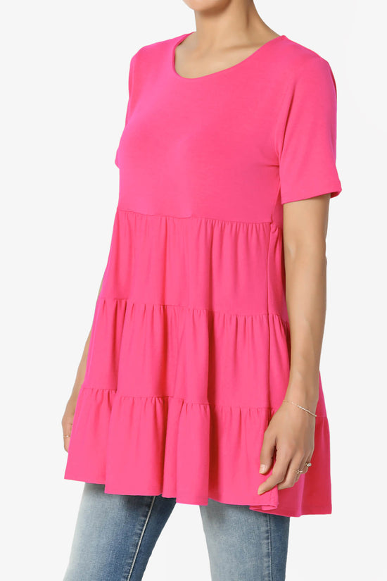 Maiika Short Sleeve Tiered Ruffle Tunic FUCHSIA_3
