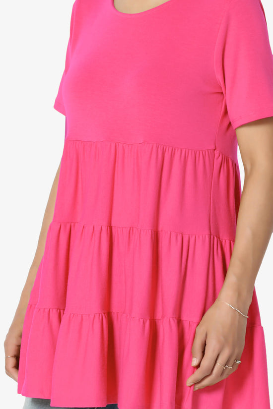 Maiika Short Sleeve Tiered Ruffle Tunic FUCHSIA_5