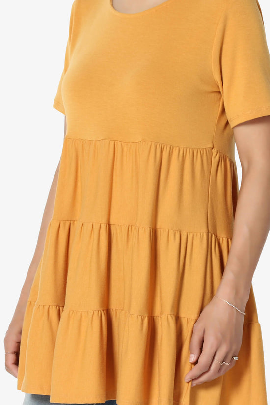 Maiika Short Sleeve Tiered Ruffle Tunic GOLDEN MUSTARD_5