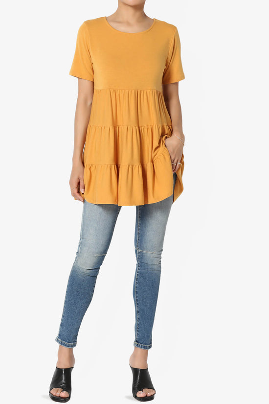 Maiika Short Sleeve Tiered Ruffle Tunic GOLDEN MUSTARD_6