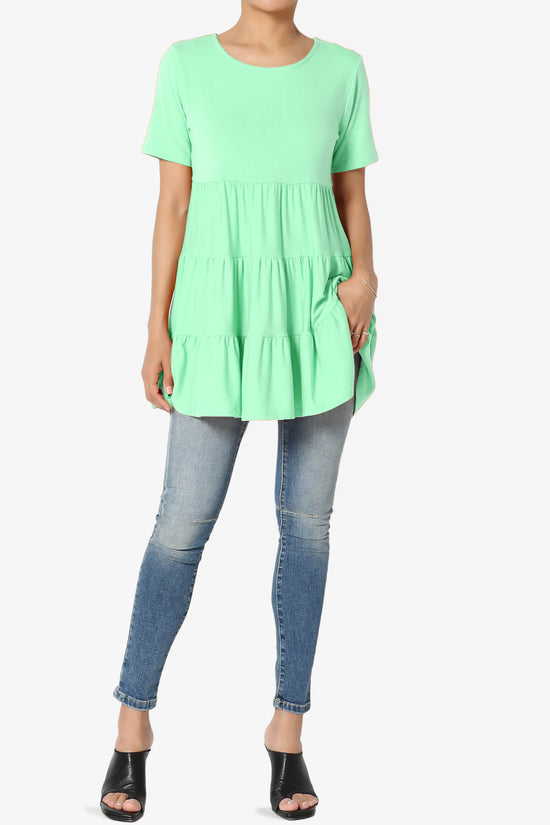 Maiika Short Sleeve Tiered Ruffle Tunic GREEN MINT_6
