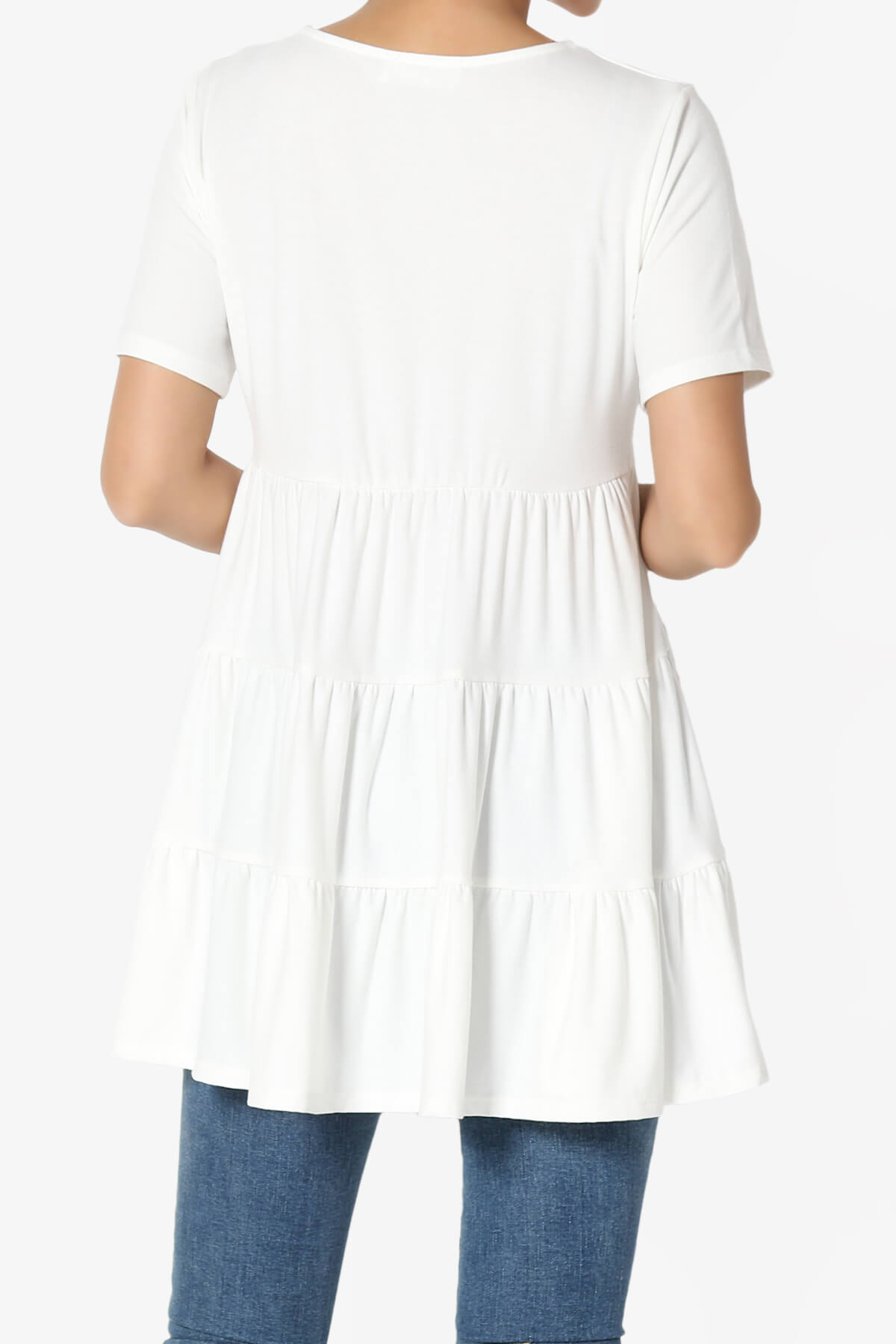 Maiika Short Sleeve Tiered Ruffle Tunic IVORY_2