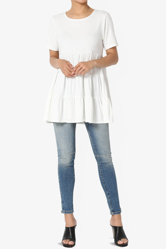 Maiika Short Sleeve Tiered Ruffle Tunic IVORY_6